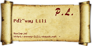 Pávay Lili névjegykártya